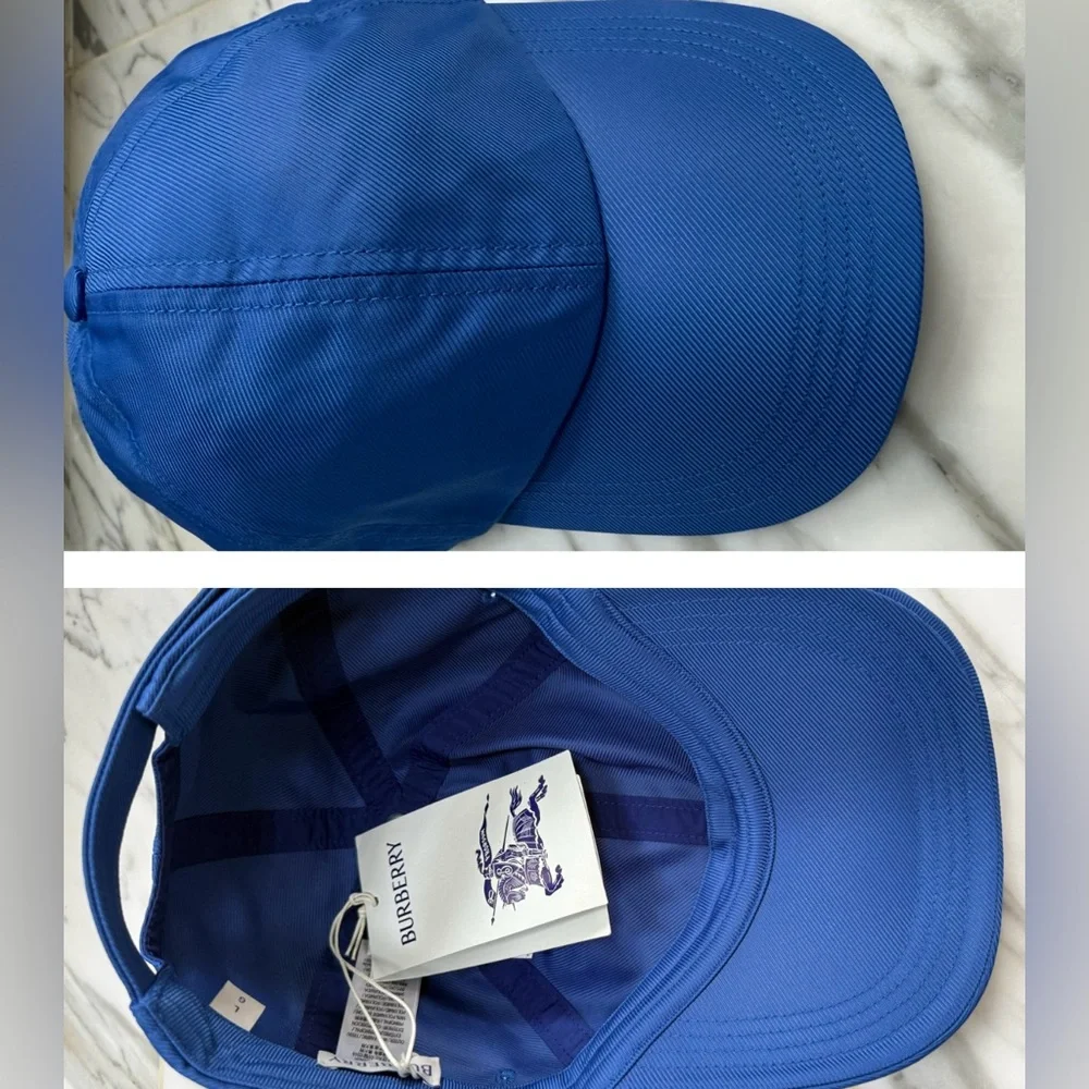 BURBERRY 2025 ACCESSORY IS A BASEBALL CAP! BRIGHT BLUE WITH EMBROIDERED LOGO - Picture 5 of 14